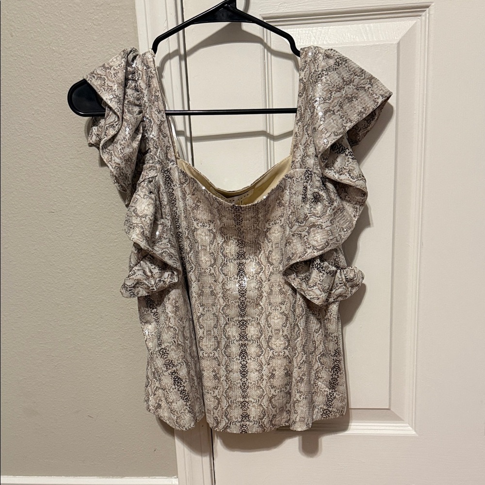 BNWT - ENDLESS ROSE PYTHON SEQUIN BABYDOLL TOP